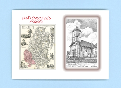 Cartes Postales impression Noir avec dpartement sur la ville de CHATENOIS LES FORGES Titre : eglise