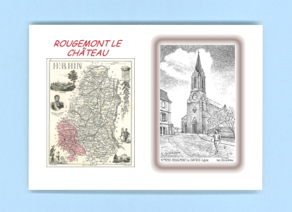 Cartes Postales impression Noir avec dpartement sur la ville de ROUGEMONT LE CHATEAU Titre : eglise