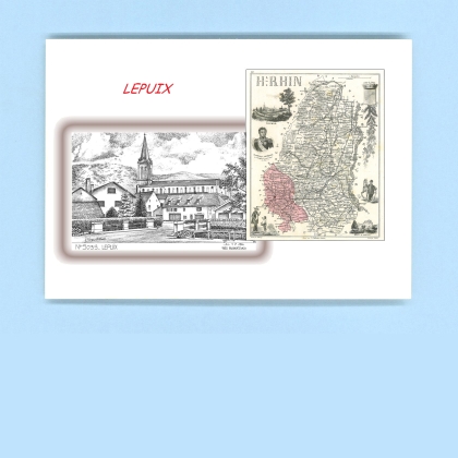 Cartes Postales impression Noir avec dpartement sur la ville de LEPUIX Titre : vue