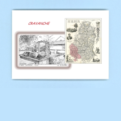 Cartes Postales impression Noir avec dpartement sur la ville de CRAVANCHE Titre : lavoir