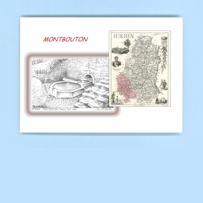Cartes Postales impression Noir avec dpartement sur la ville de MONTBOUTON Titre : fontaine st leger