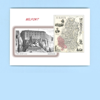Cartes Postales impression Noir avec dpartement sur la ville de BELFORT Titre : le lion