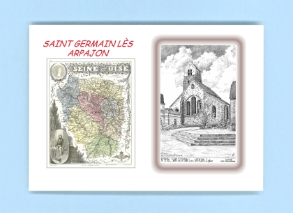 Cartes Postales impression Noir avec dpartement sur la ville de ST GERMAIN LES ARPAJON Titre : eglise