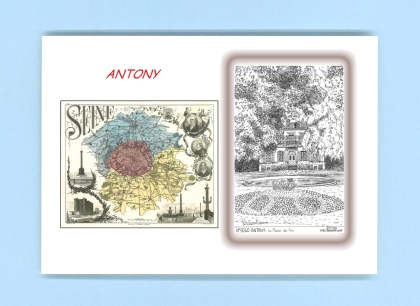 Cartes Postales impression Noir avec dpartement sur la ville de ANTONY Titre : la maison des arts