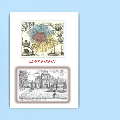 Cartes Postales impression Noir avec dpartement sur la ville de LIVRY GARGAN Titre : chateau de la foret