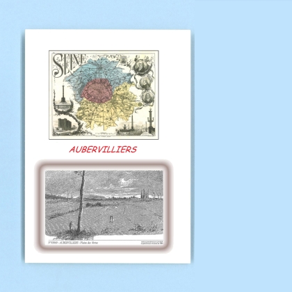 Cartes Postales impression Noir avec dpartement sur la ville de AUBERVILLIERS Titre : plaine des vertus