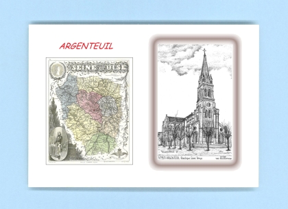 Cartes Postales impression Noir avec dpartement sur la ville de ARGENTEUIL Titre : basilique st denys