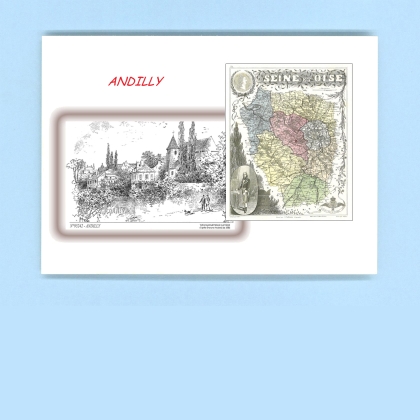 Cartes Postales impression Noir avec dpartement sur la ville de ANDILLY Titre : vue