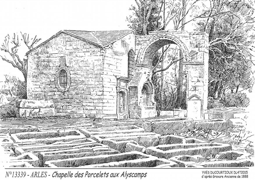 N 13339 - ARLES - chapelle porcelets, alyscamps <span class=