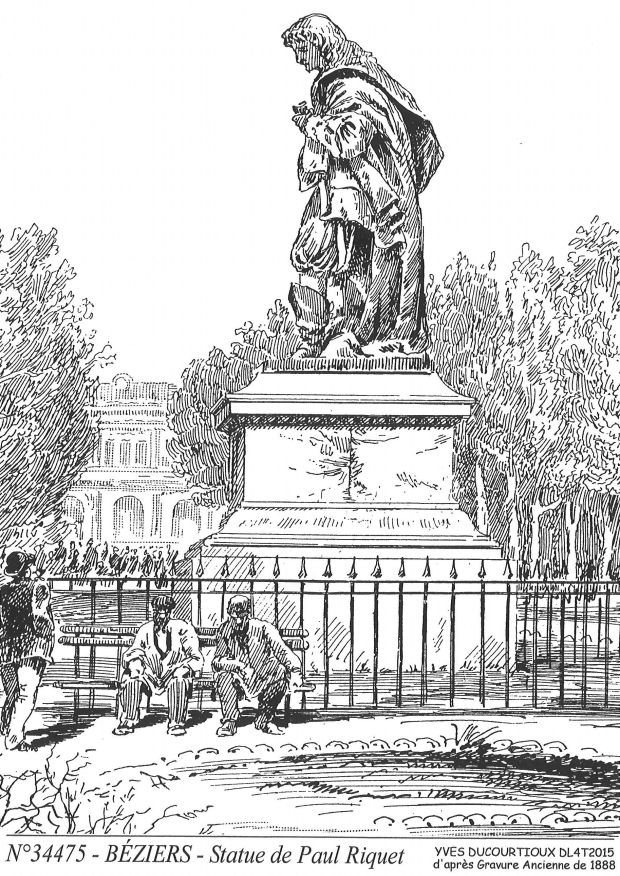 N 34475 - BEZIERS - statue de paul riquet <span class=
