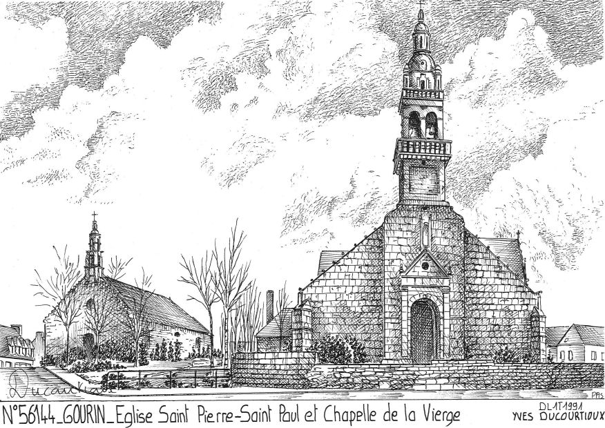 N 56144 - GOURIN - glise et chapelle de la vier.