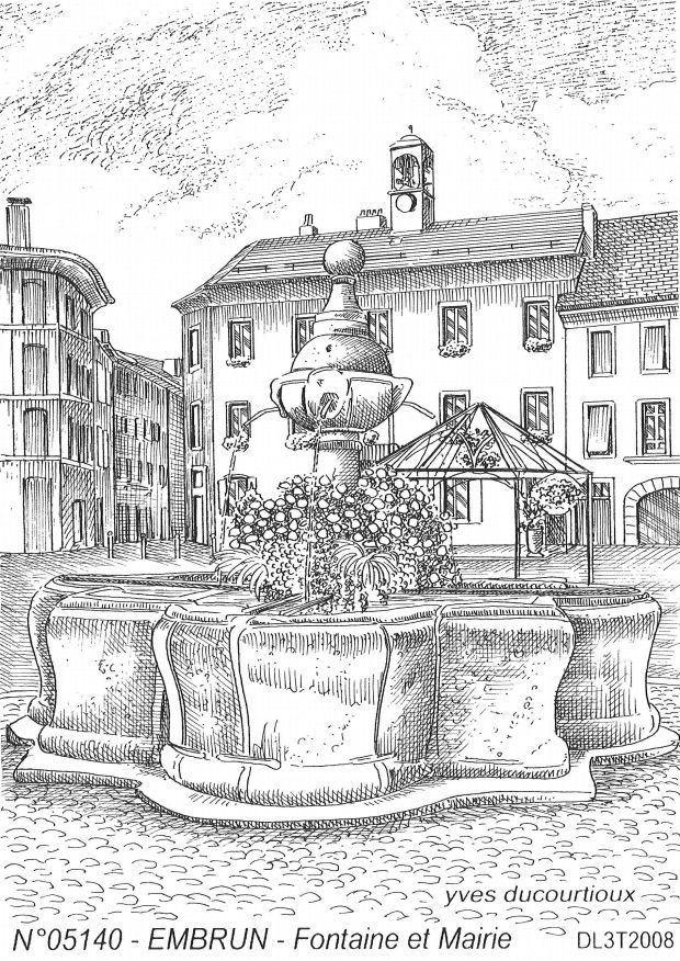 Souvenirs EMBRUN - fontaine et mairie