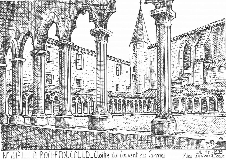 Cartes postales LA ROCHEFOUCAULD - clotre du couvent des carmes