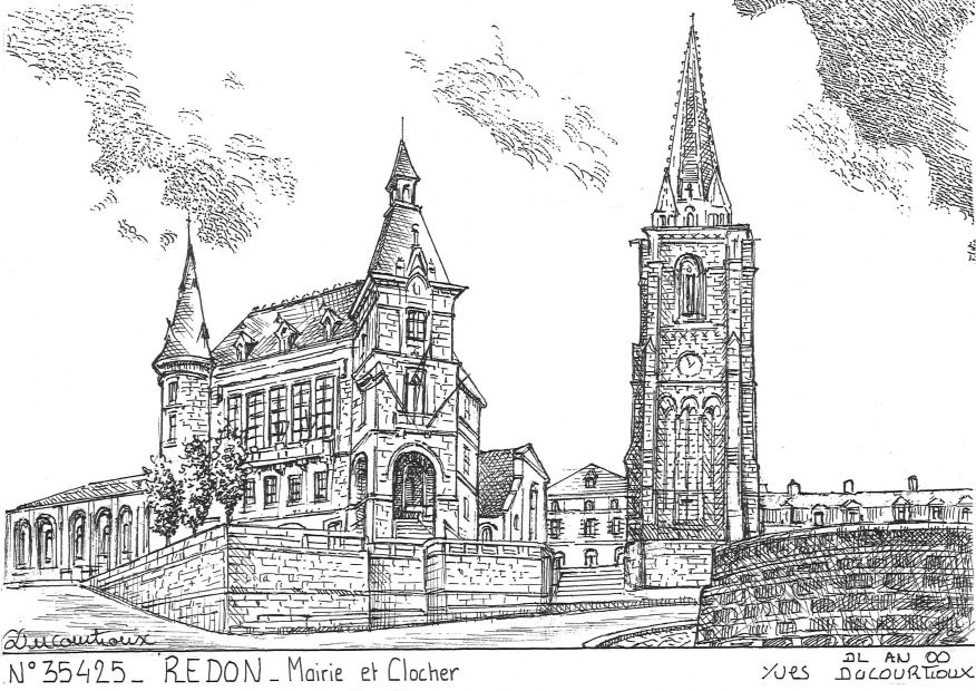Souvenirs REDON - mairie et clocher