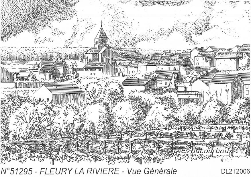 Cartes postales FLEURY LA RIVIERE - vue gnrale