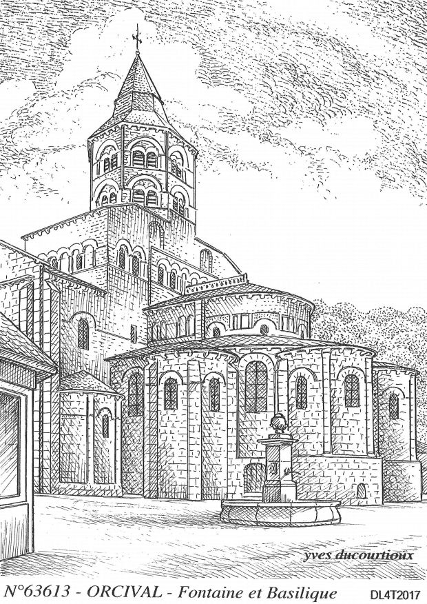 Cartes postales ORCIVAL - fontaine et basilique