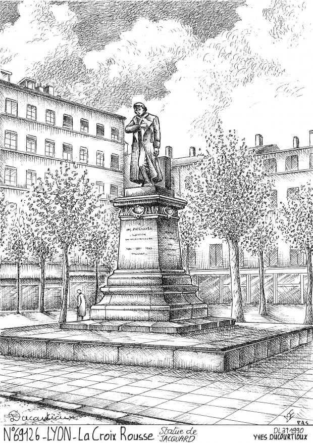 Cartes postales LYON - statue jacquard (croix rousse)