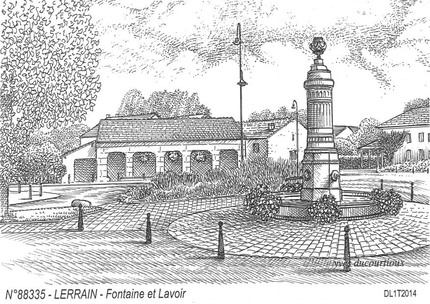 Cartes postales LERRAIN - fontaine et lavoir