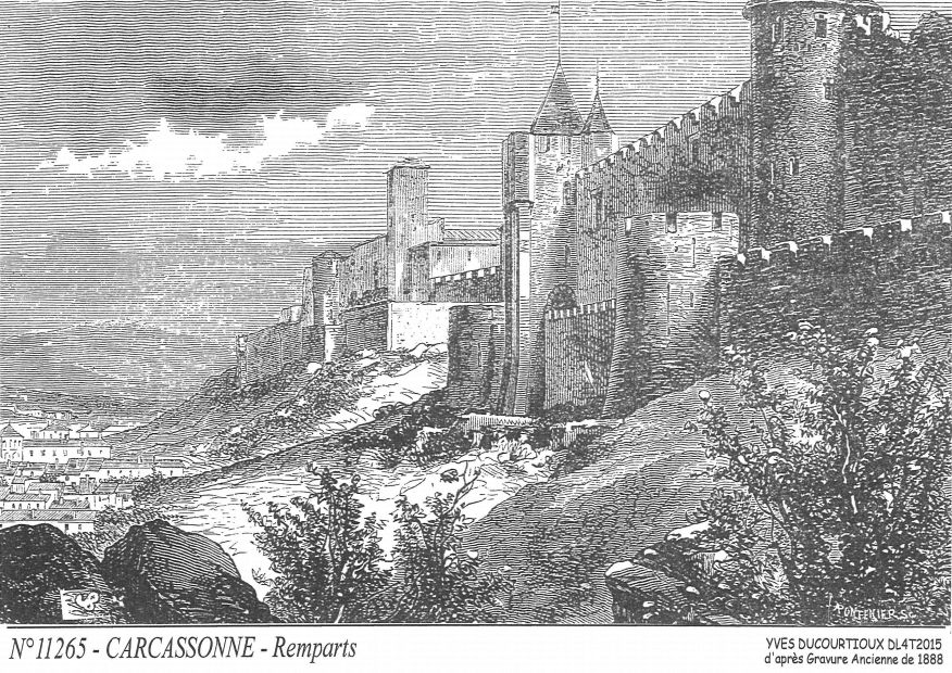 N 11265 - CARCASSONNE - remparts (d'aprs gravure ancienne)
