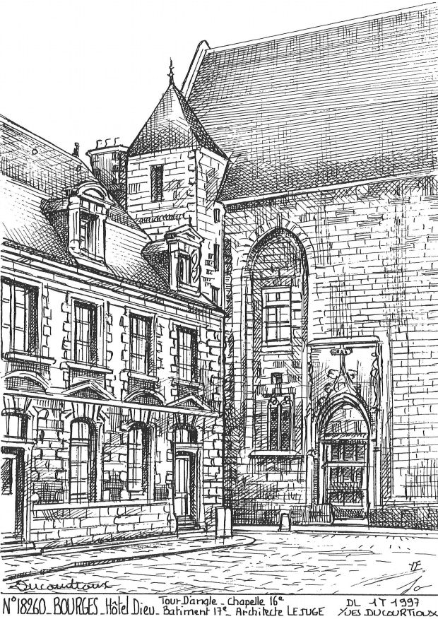 N 18260 - BOURGES - h�tel dieu tour d angle chapel