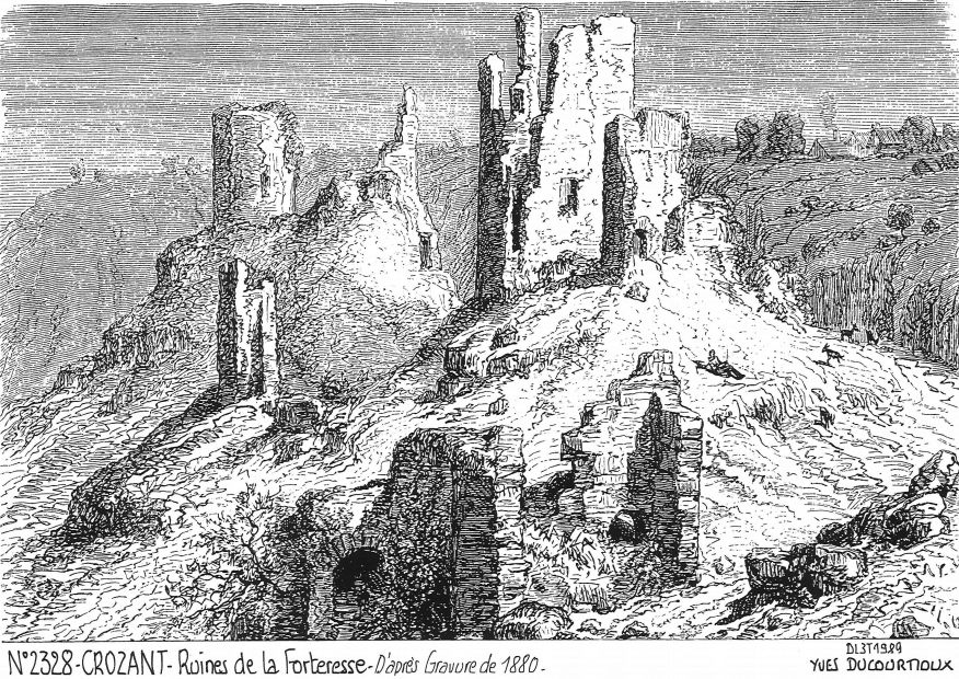 N 23028 - CROZANT - ruines de la forteresse <span class=