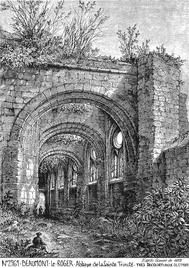 N 27061 - BEAUMONT LE ROGER - abbaye de la ste trinit (d aprs gravure ancienne)
