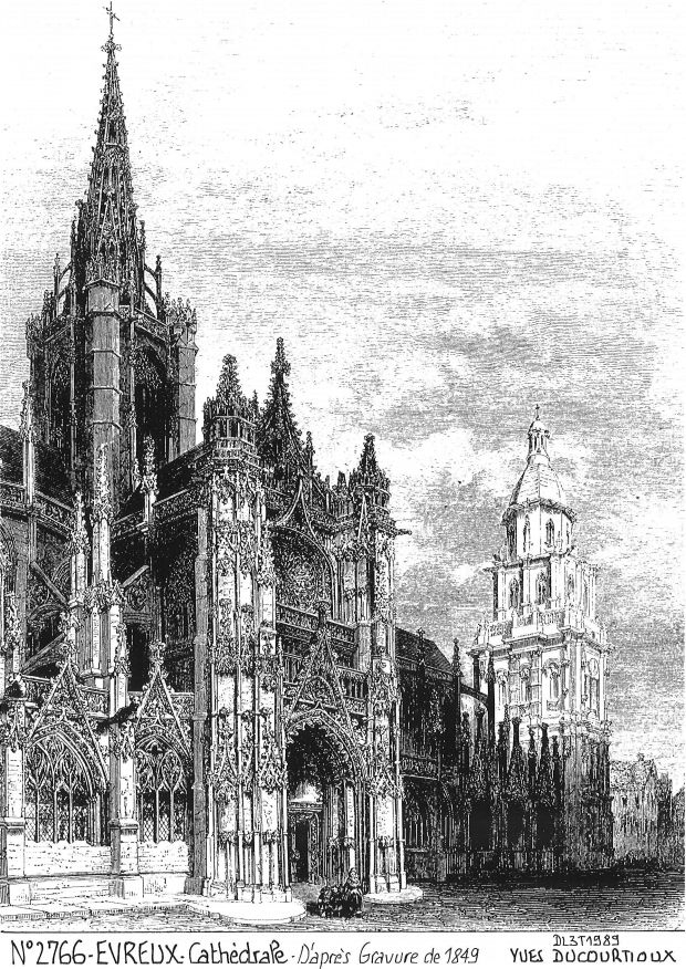 N 27066 - EVREUX - cathédrale (d'aprs gravure ancienne)