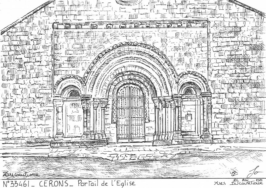 N 33461 - CERONS - portail de l église