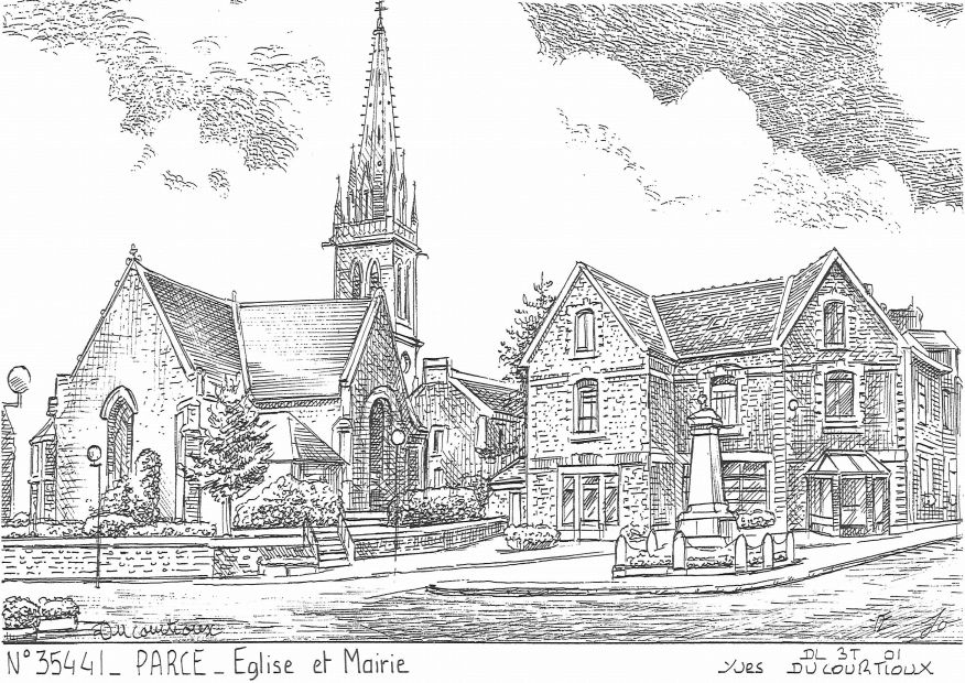 N 35441 - PARCE - église et mairie