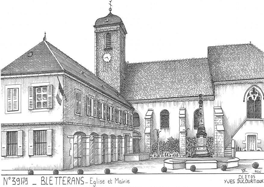 N 39179 - BLETTERANS - église et mairie