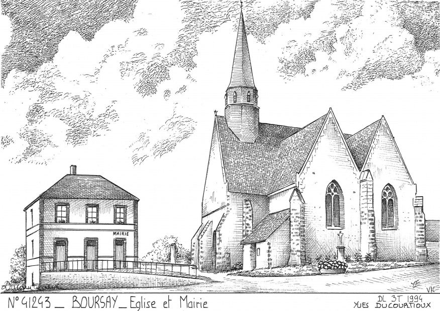 N 41243 - BOURSAY - église et mairie