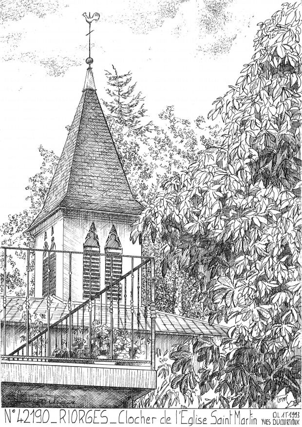 N 42190 - RIORGES - clocher de l glise st martin