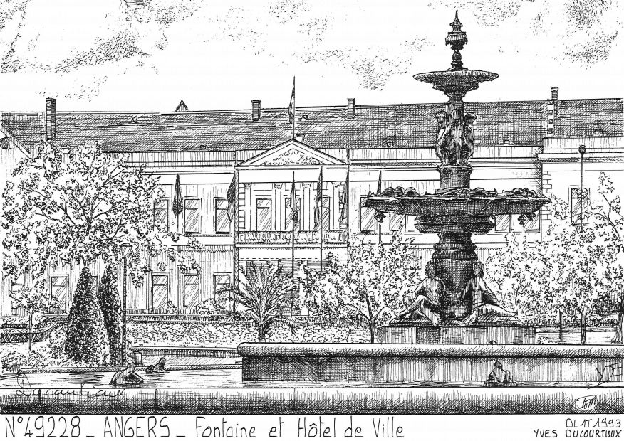 N 49228 - ANGERS - fontaine et htel de ville