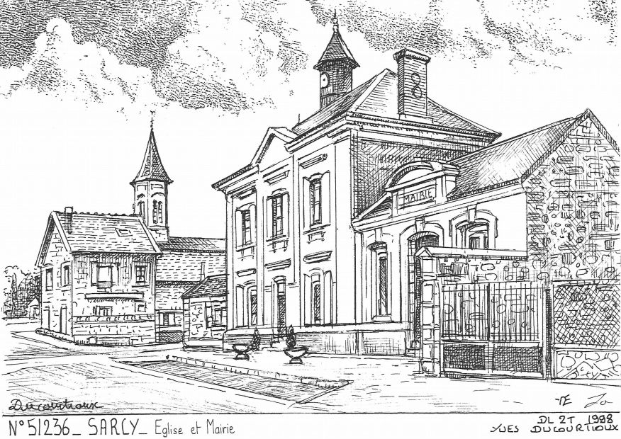 N 51236 - SARCY - glise et mairie