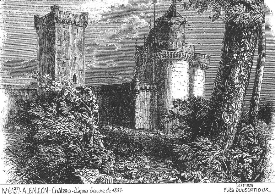 N 61037 - ALENCON - château (d'aprs gravure ancienne)