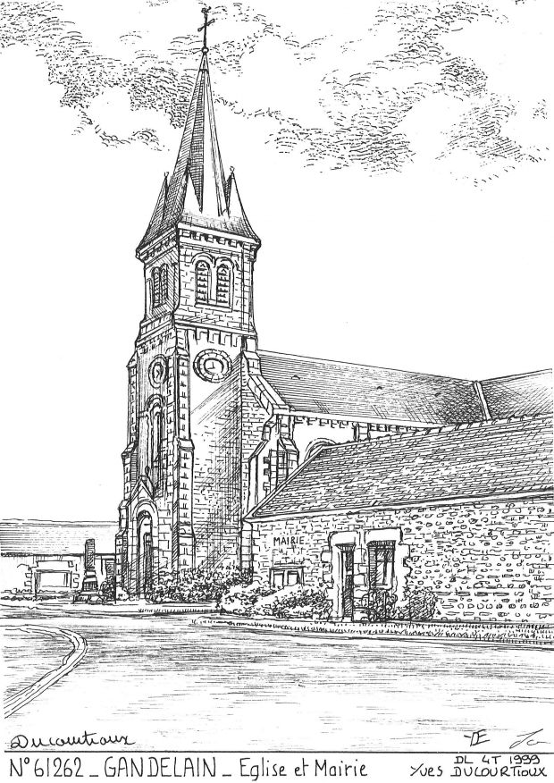 N 61262 - GANDELAIN - église et mairie