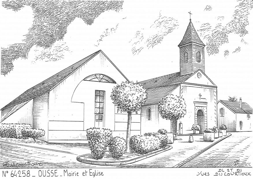 N 64258 - OUSSE - mairie et église