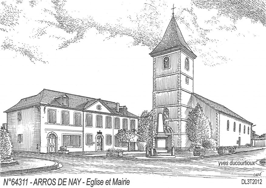 N 64311 - ARROS DE NAY - glise et mairie