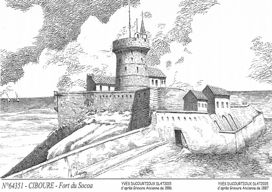N 64351 - CIBOURE - fort du socoa (d'aprs gravure ancienne)