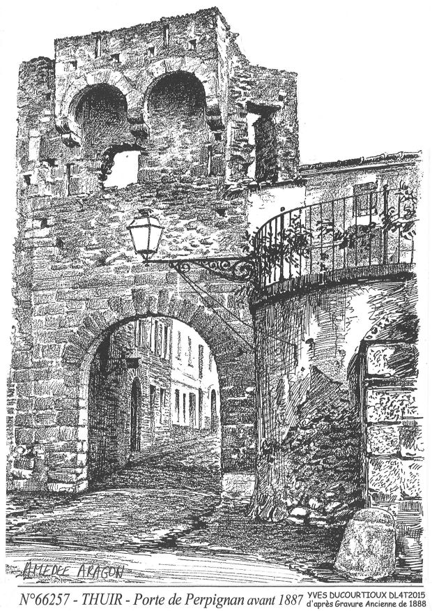 N 66257 - THUIR - porte de perpignan avant 1887 (d'aprs gravure ancienne)