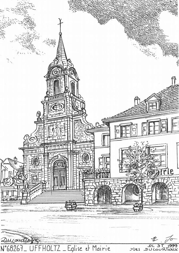 N 68267 - UFFHOLTZ - église et mairie
