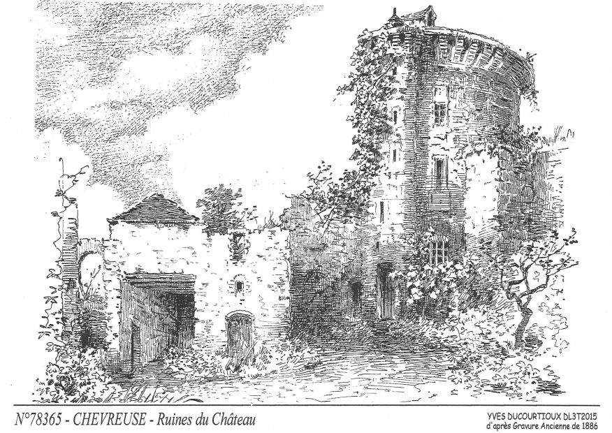 N 78365 - CHEVREUSE - ruines du château (d'aprs gravure ancienne)