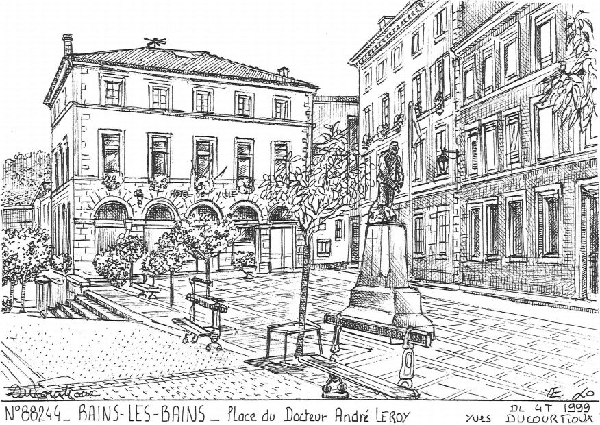 N 88244 - BAINS LES BAINS - place du dr leroy (mairie)