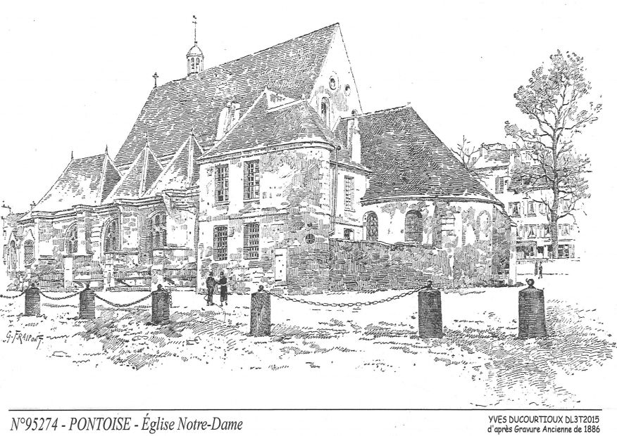 N 95274 - PONTOISE - église notre dame (d'aprs gravure ancienne)