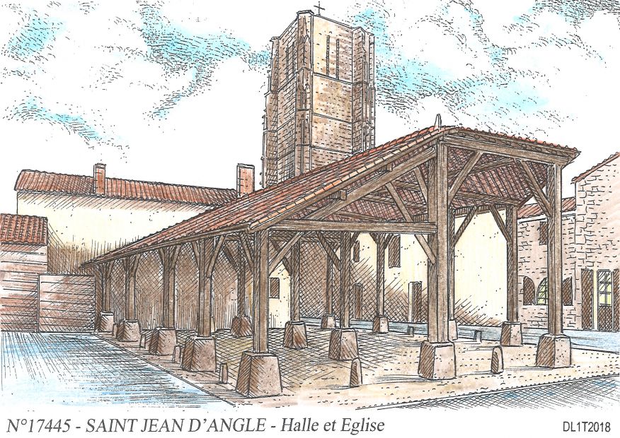 N 17445 - ST JEAN D ANGLE - halle et église