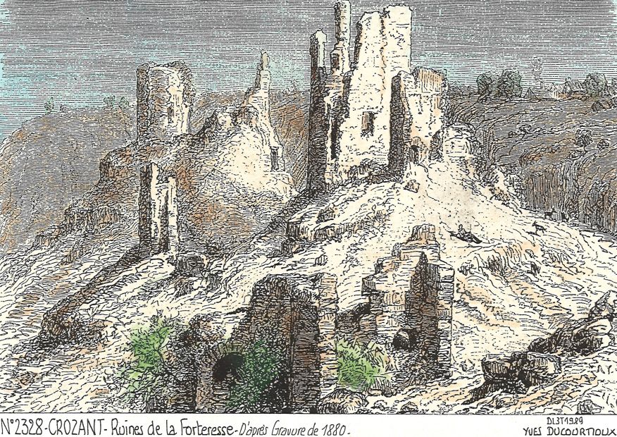 N 23028 - CROZANT - ruines de la forteresse (d'aprs gravure ancienne)