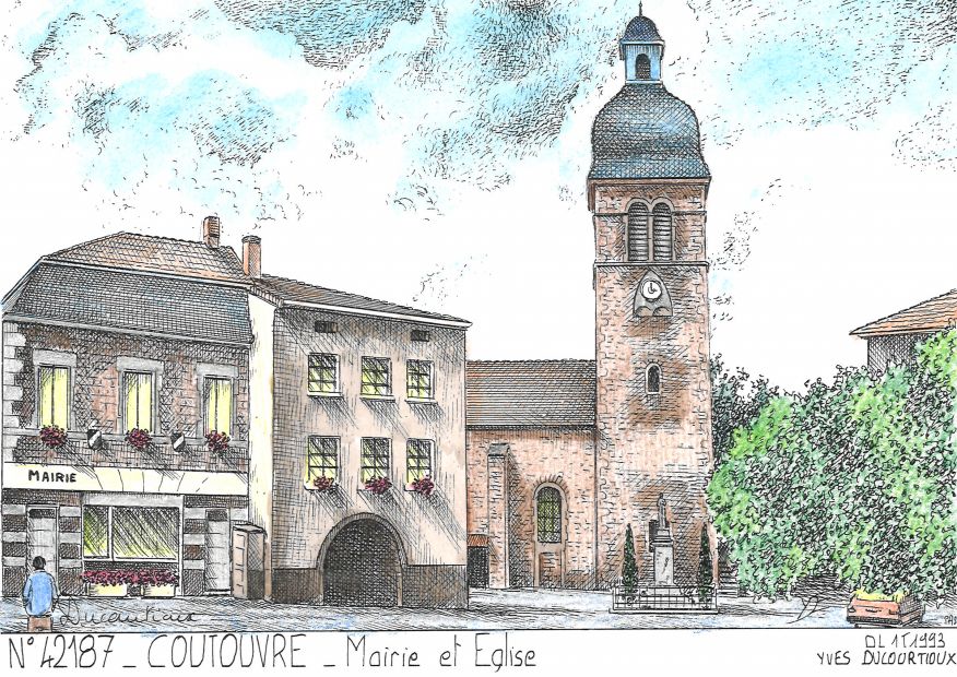 N 42187 - COUTOUVRE - mairie et glise