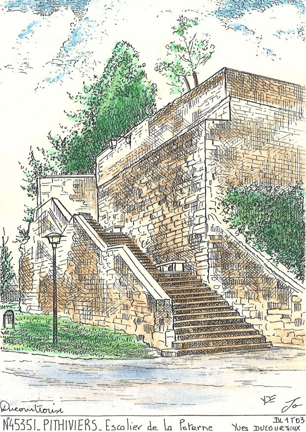 N 45351 - PITHIVIERS - escalier de la poterne