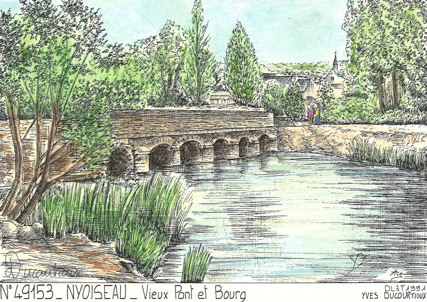 N 49153 - NYOISEAU - vieux pont et bourg