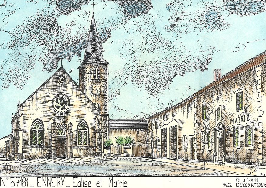 N 57181 - ENNERY - église et mairie